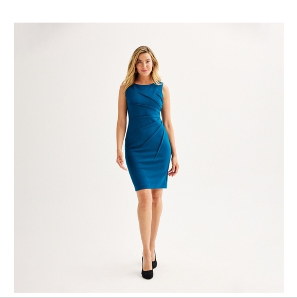 Andrew Marc Sleeveless Ruched Sheath DressColor: Cypress, Size: 14 (EUC) - Picture 9 of 16